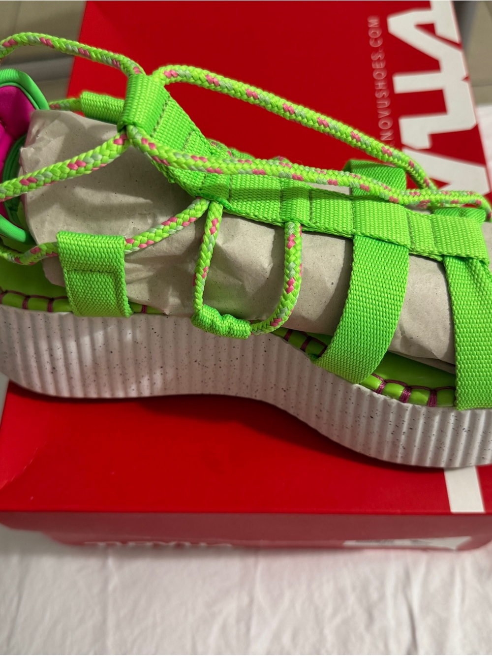 Woman Neon Green Platform Sandals